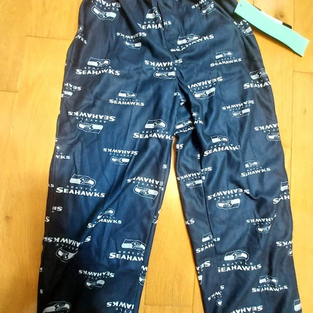 NFL‎ Kids Boys and Girls Seattle Seahawks L 7 Navy Blue Flannel Pajama Pant New